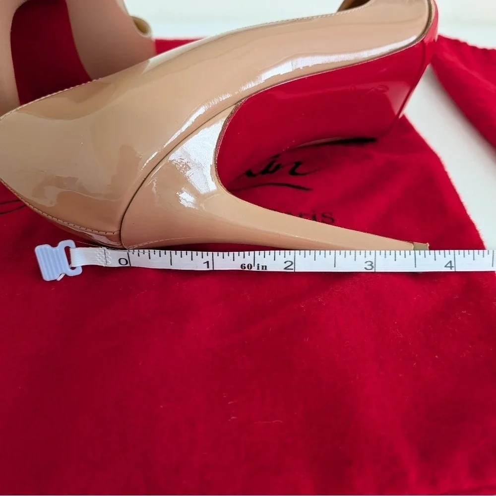 Christian Louboutin Kate 85 Nude Patent Leather Pointed Toe Pumps Size EU35